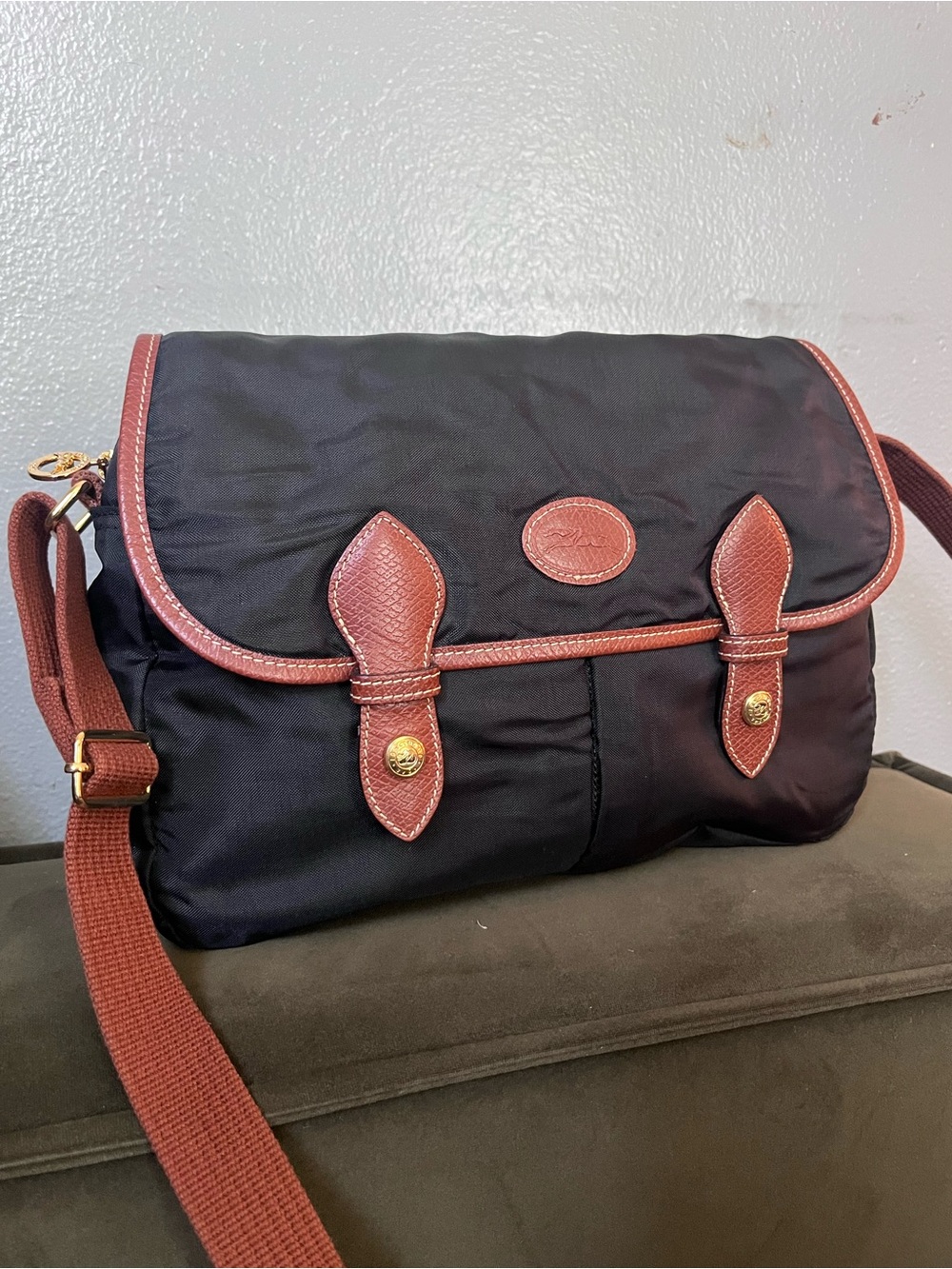 Longchamp Le Pliage nylon flap messenger crossbody bag